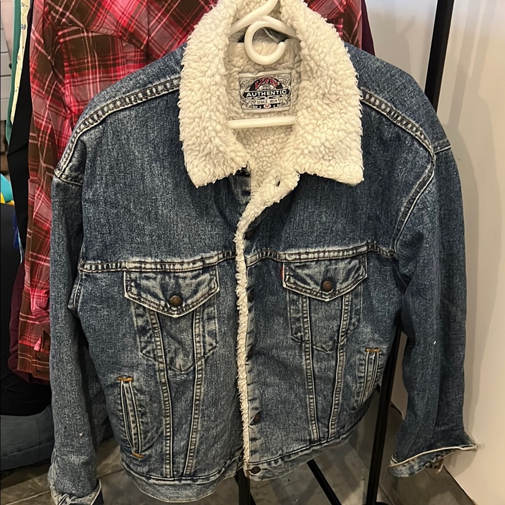 Levi's Blue Jean Jacket with White Sherpa Lining